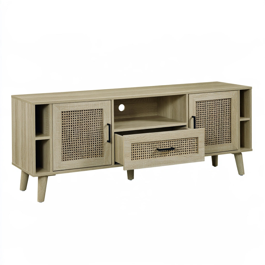Tv-meubel van hout met eikenlook, kleur licht eiken
