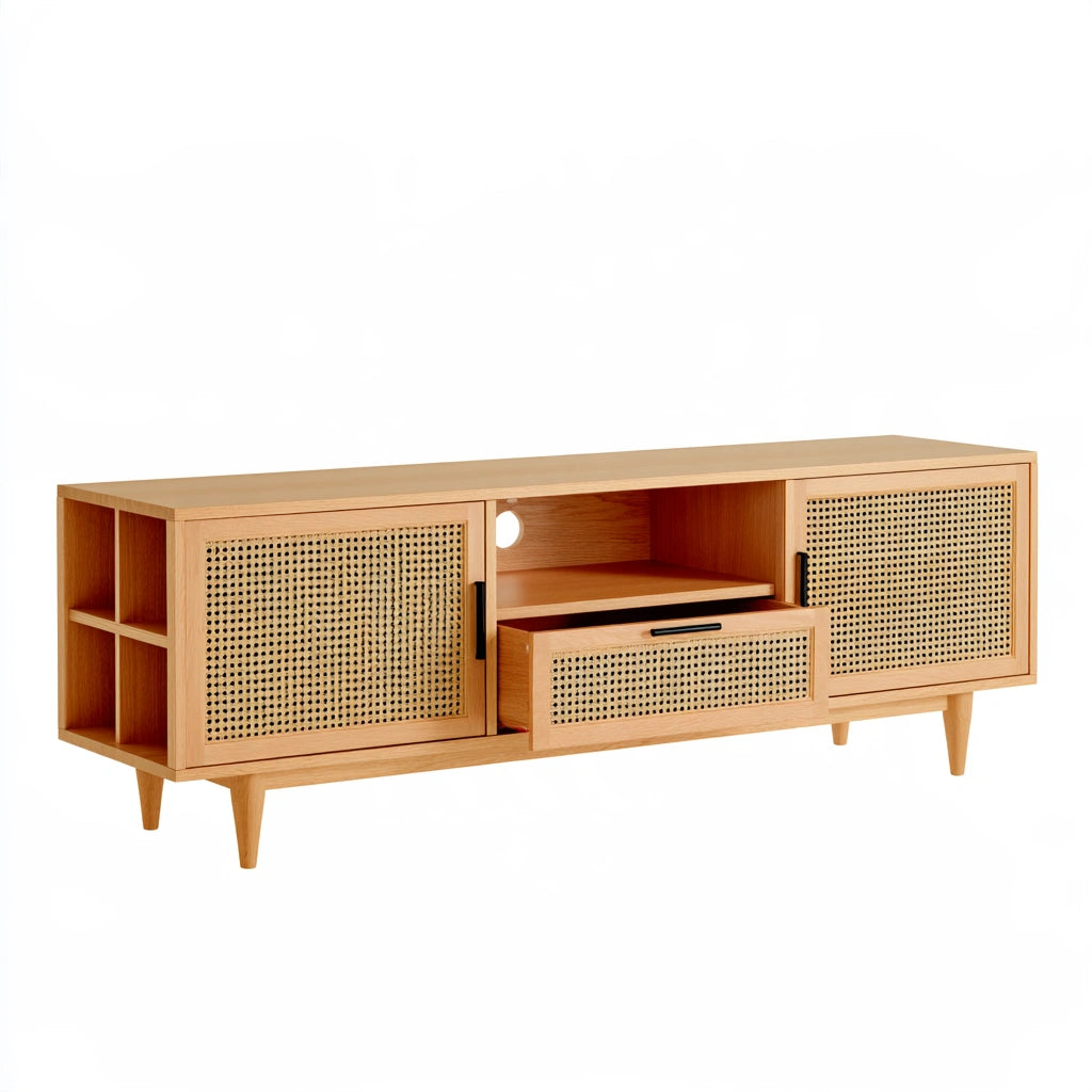Tv-meubel van hout met eikenlook, kleur licht eiken