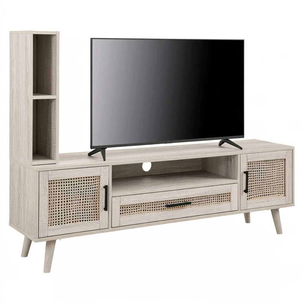 Tv-meubel van hout met eikenlook, kleur licht eiken